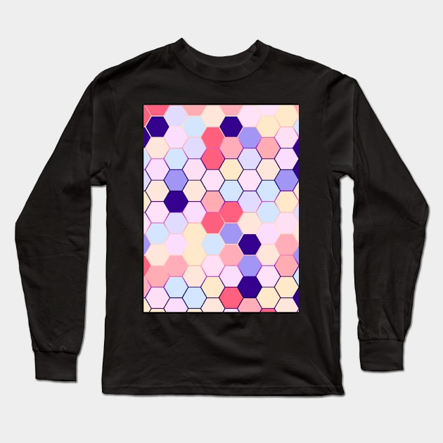 Cute hexagon pastle pattern Long Sleeve T-Shirt by Yarafantasyart